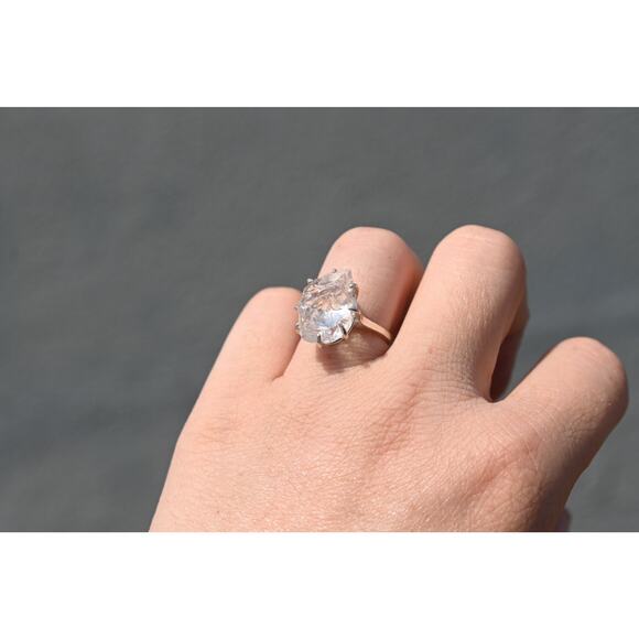 Edwardian Raw Diamond Engagement Ring Rough Diamond Wedding Band Uncut Diamond - Picture 5 of 9